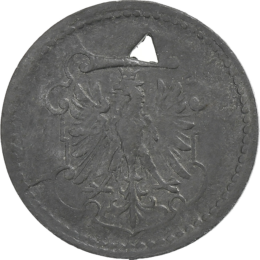 Duitsland, Stadt Frankfurt am Main, 10 Pfennig, 1917, Holed, ZF, Zinc
