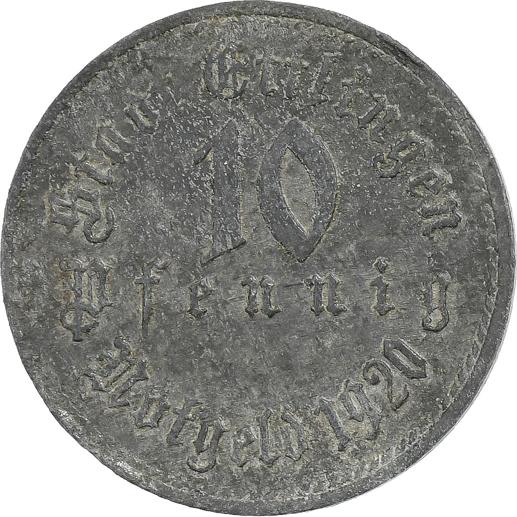 Germania, Stadt Ettlingen, 10 Pfennig, 1920, BB, Zinco