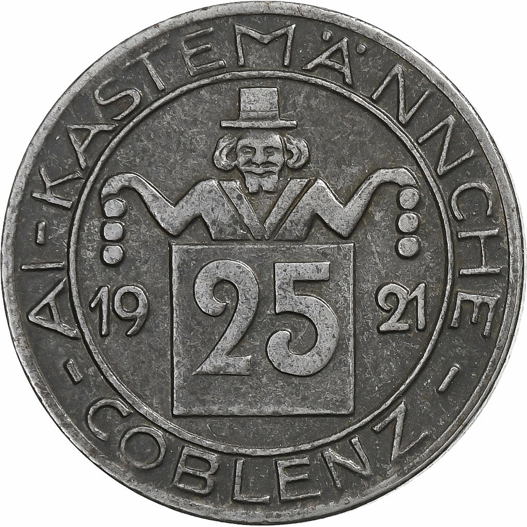 Niemcy, Stadt Coblenz, 25 Pfennig, 1921, Johann Joseph von Görres, AU(55-58)
