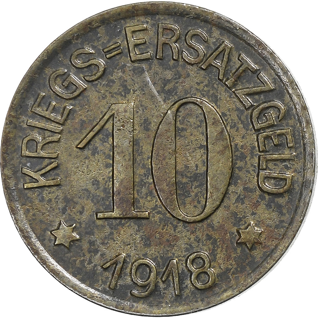Alemanha, Stadt Crefeld, 10 Pfennig, 1918, MS(60-62), Ferro