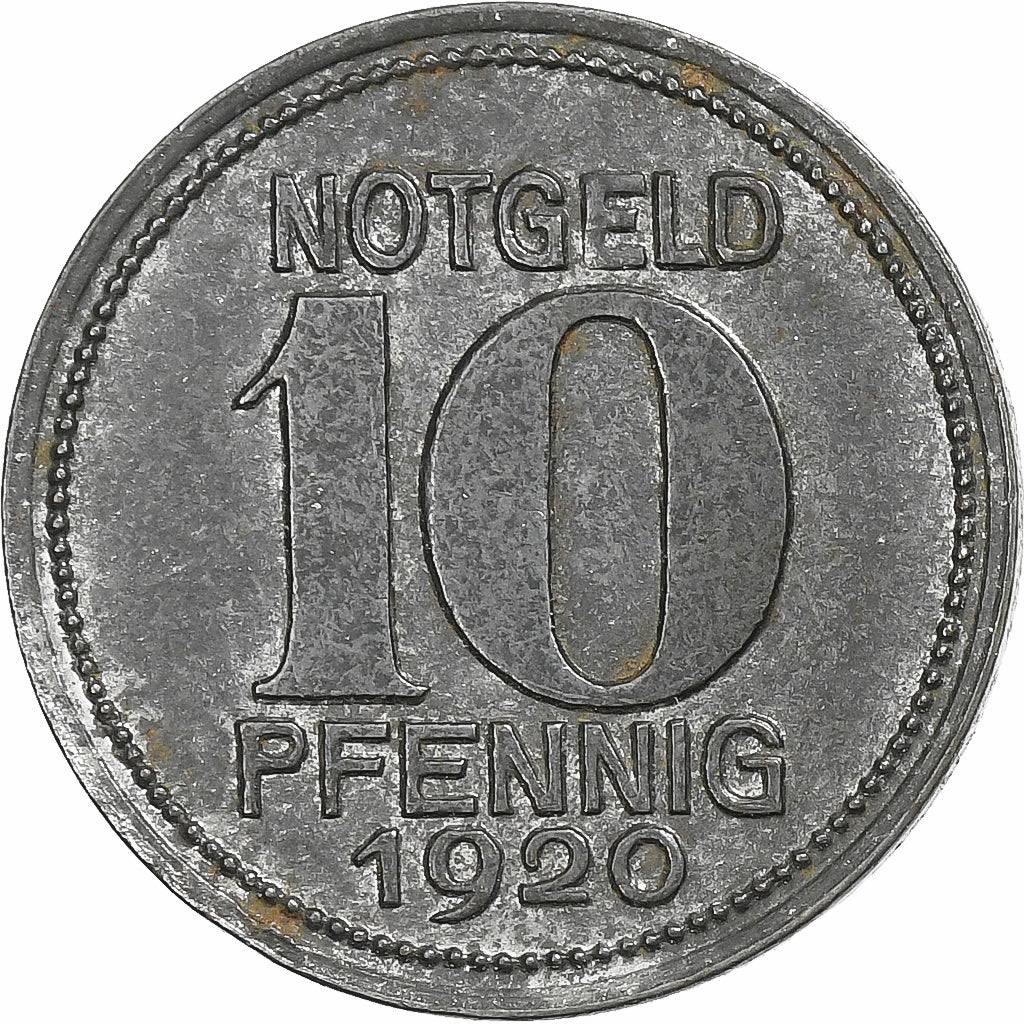 Alemanha, Stadt Coblenz, 10 Pfennig, 1920, AU(55-58), Ferro
