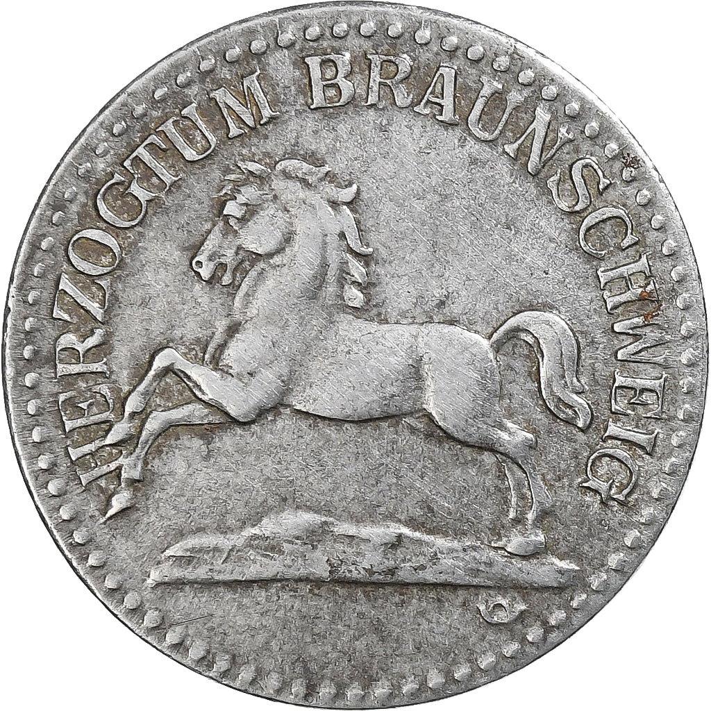 Alemanha, Herzogtum Braunschweig, 10 Pfennig, 1918, AU(50-53), Ferro