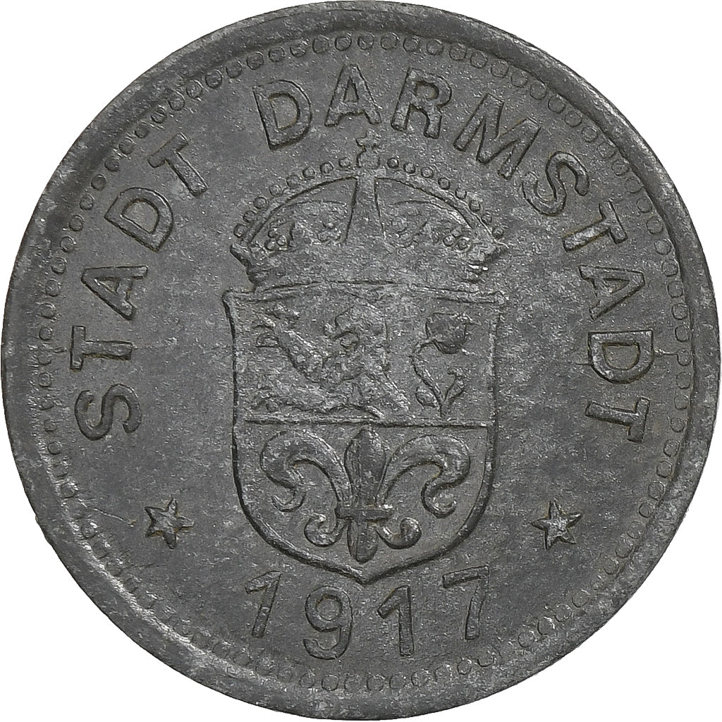 Germania, Stadt Darmstadt, 10 Pfennig, 1917, BB, Zinco
