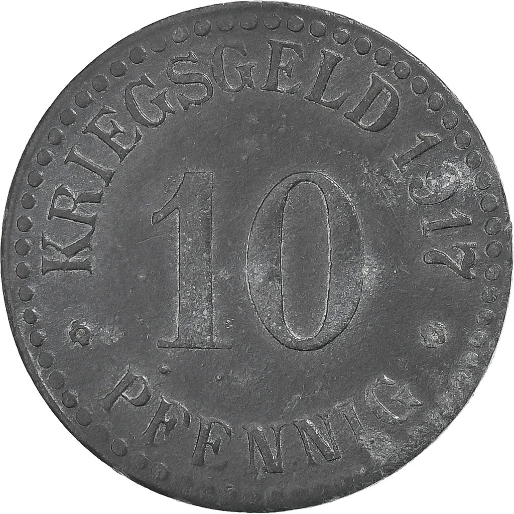 Alemanha, Residenzstadt Cassel, 10 Pfennig, 1917, VF(30-35), Zinco