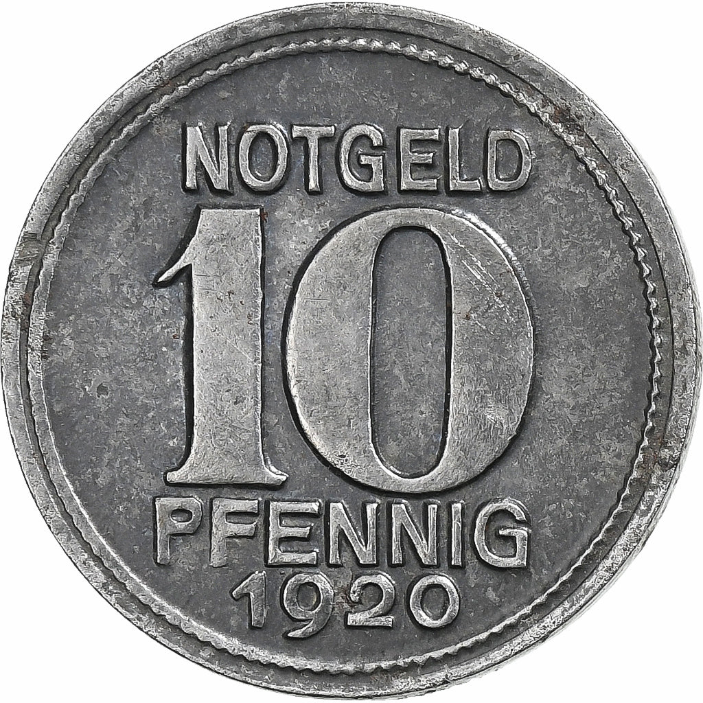 Germania, Stadt Coblenz, 10 Pfennig, 1920, BB+, Ferro