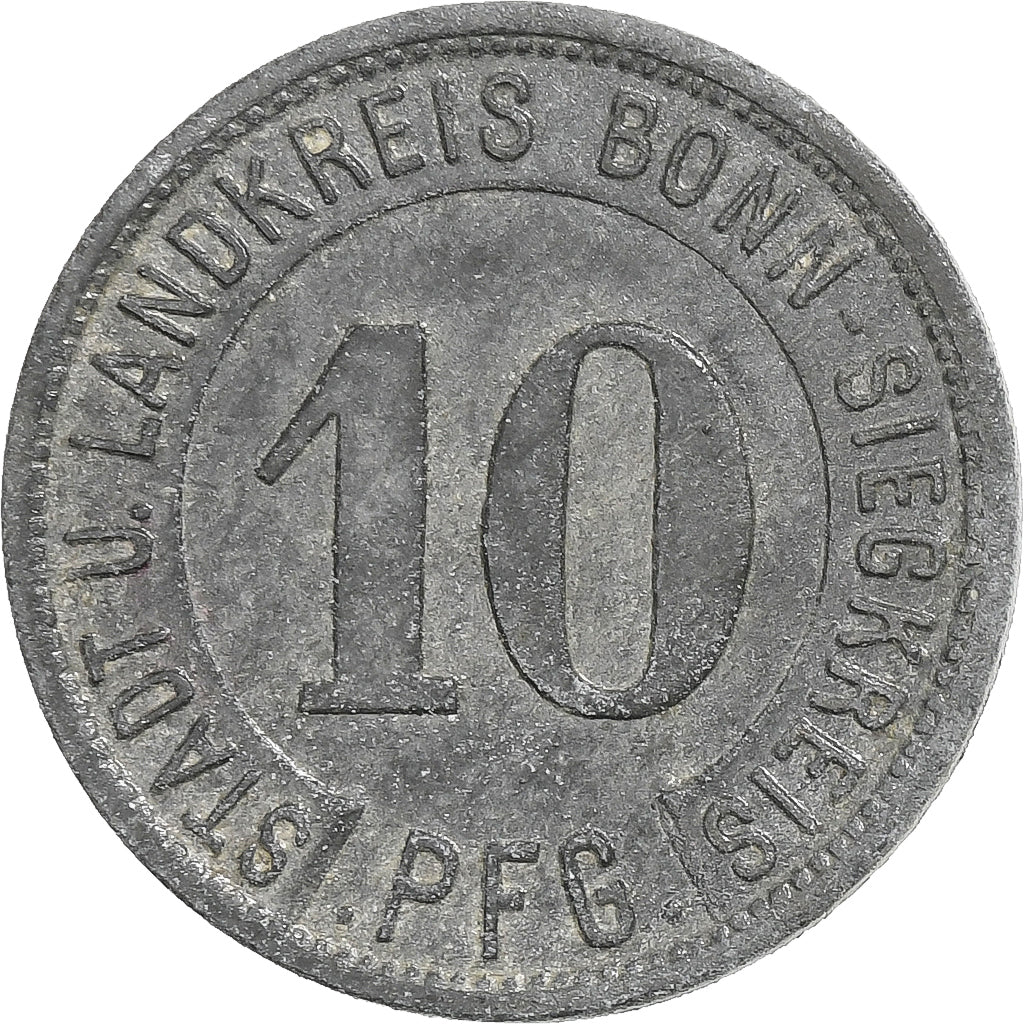 Alemanha, Bonn-Siegkreis, 10 Pfennig, 1919, EF(40-45), Zinco