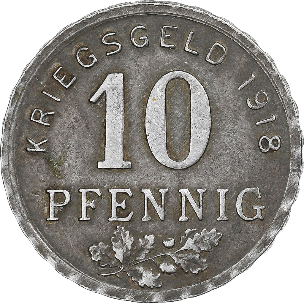 Germania, Bochum, Gelsenkirchen, Hattingen, 10 Pfennig, 1918, BB+, Ferro