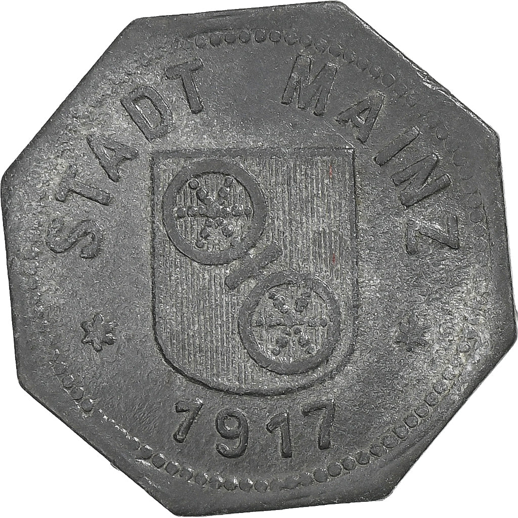 Germany, Stadt Mainz, 10 Pfennig, 1917, AU(50-53), Zinc