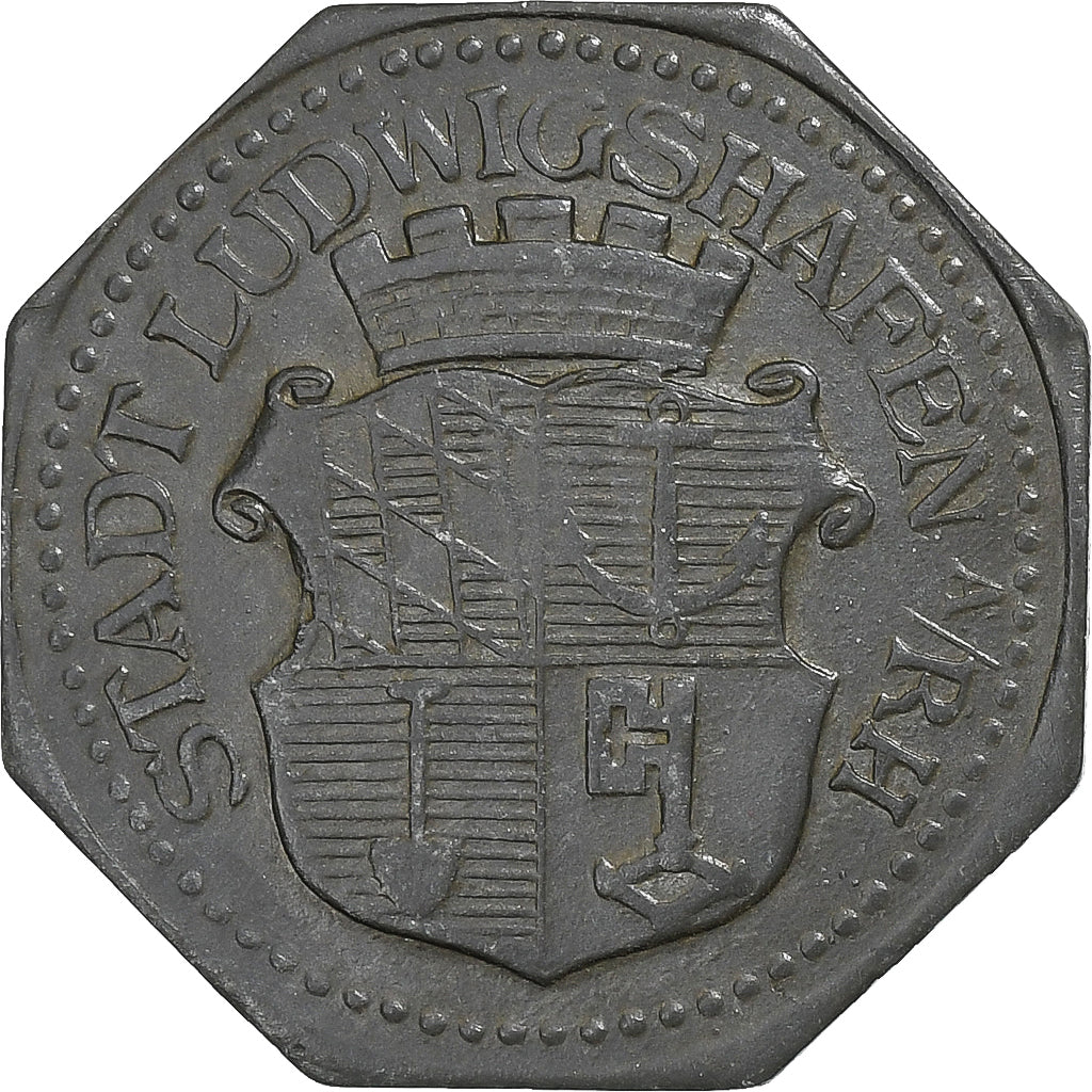 Germania, Stadt Ludwigshafen am Rhein, 10 Pfennig, Undated (1917), BB+, Zinco