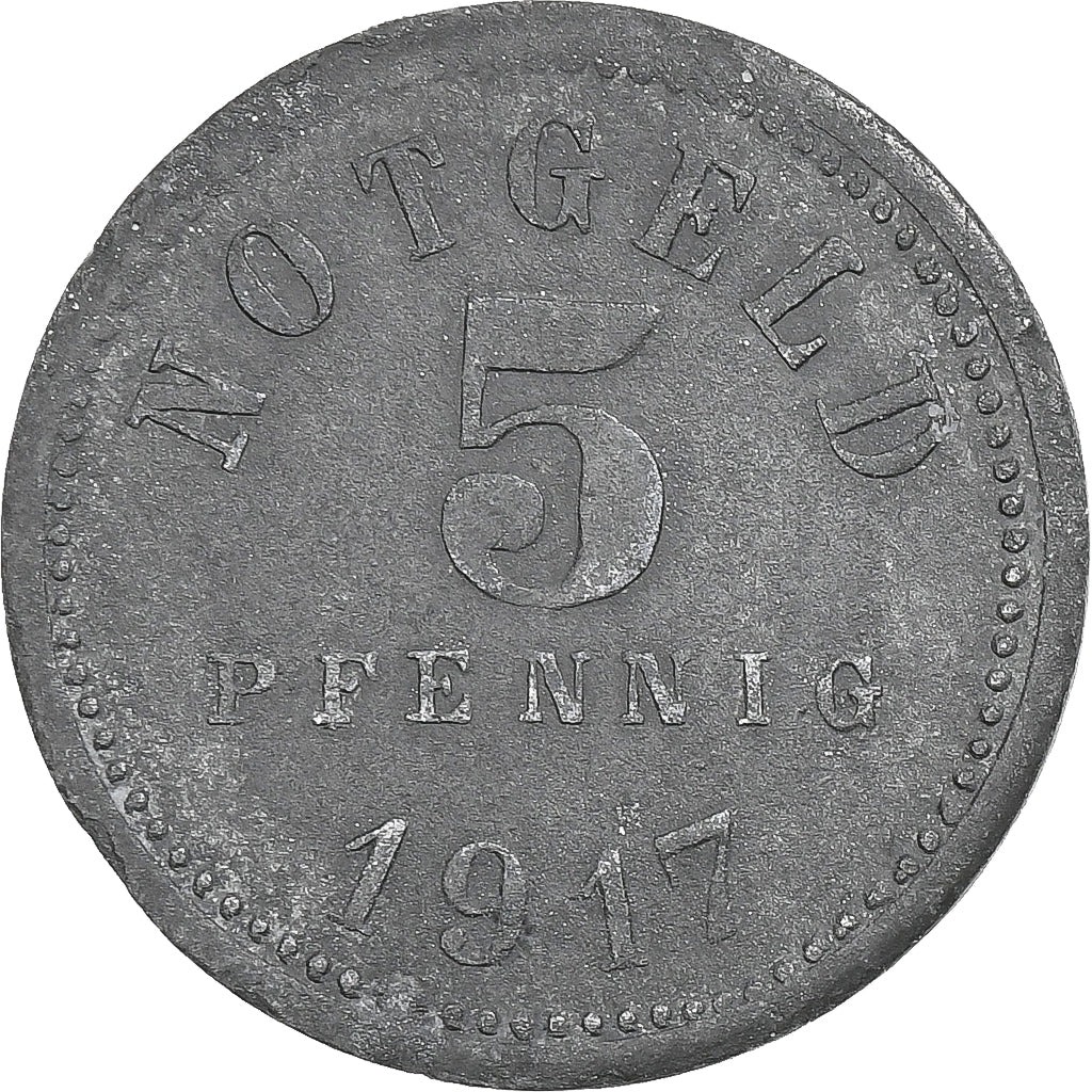 Allemagne, Stadt Bad Kissingen, 5 Pfennig, 1917, TB+, Zinc