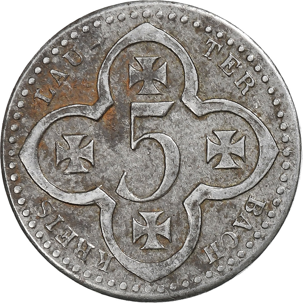 Niemcy, Stadt Lauterbach, 5 Pfennig, 1917, AU(50-53), Żelazo