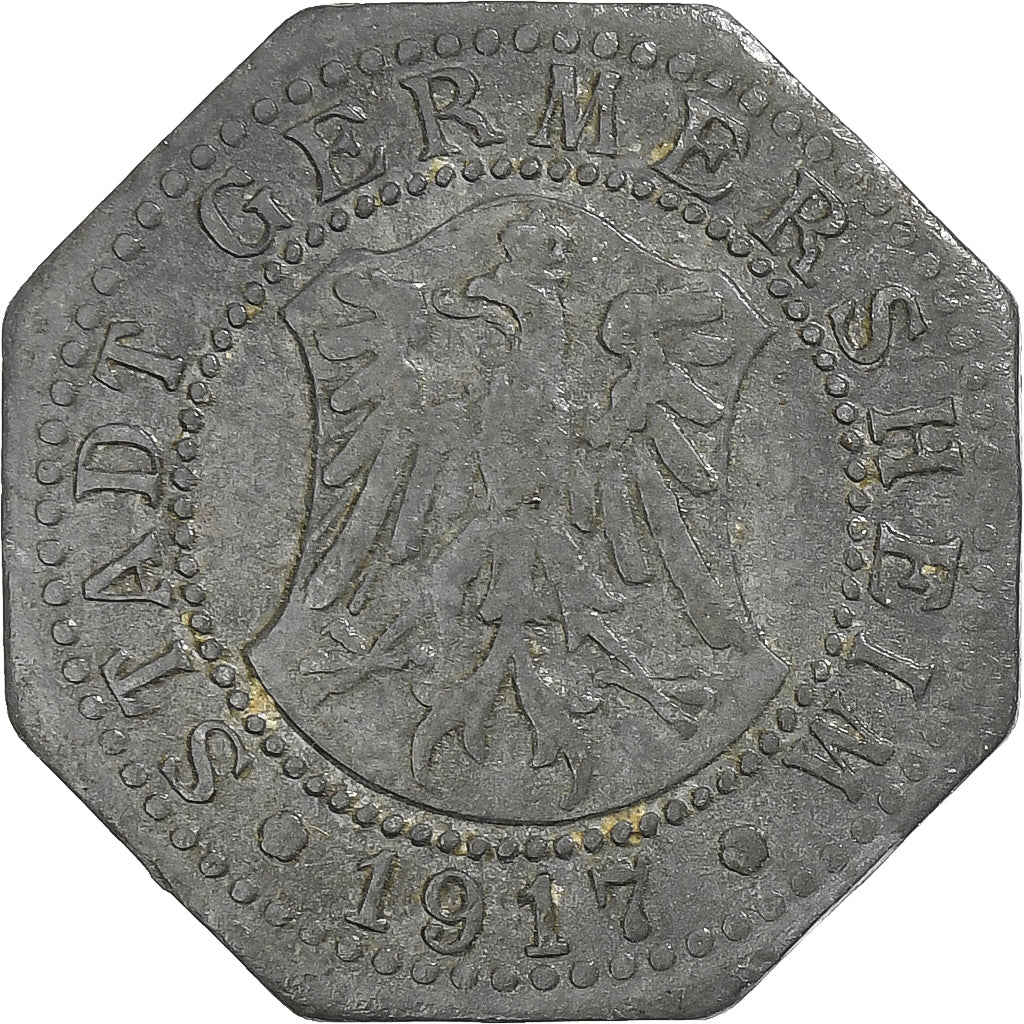 Niemcy, Stadt Germersheim, 5 Pfennig, 1917, EF(40-45), Cynk