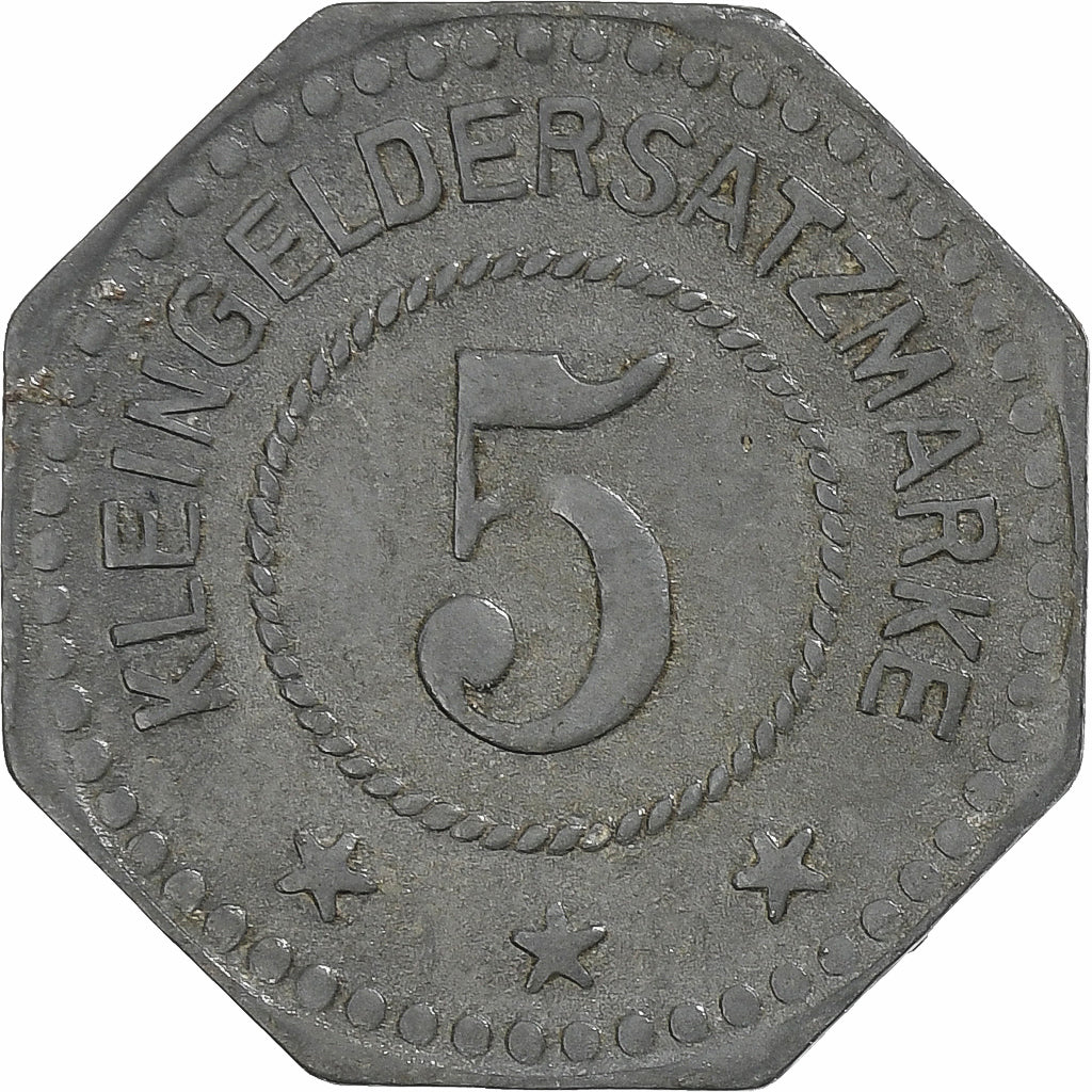 Niemcy, Stadt Germersheim, 5 Pfennig, 1917, EF(40-45), Cynk