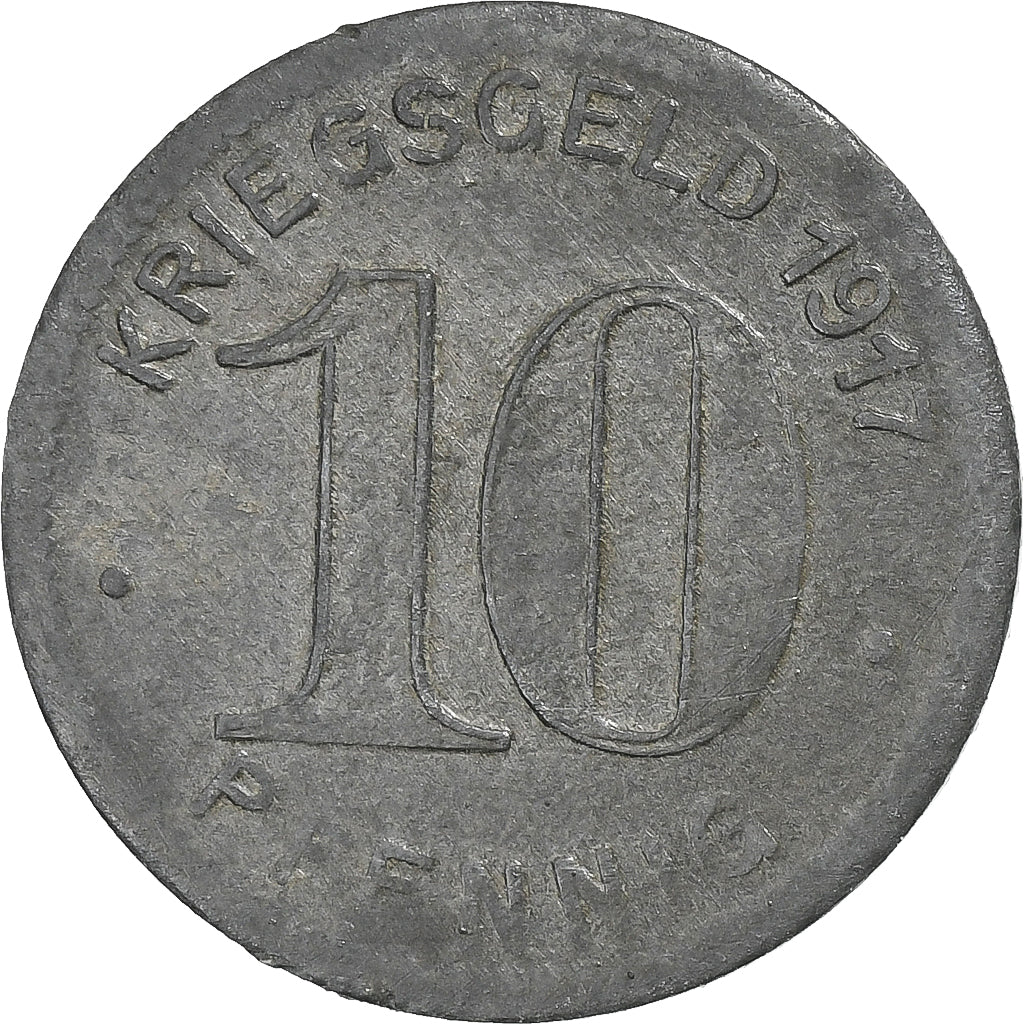 Alemania, Stadt Elberfeld, 10 Pfennig, 1917, MBC+, Cinc