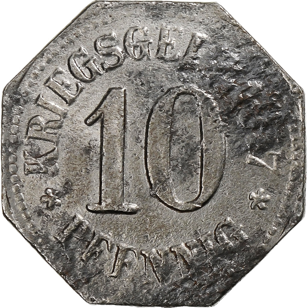 Germany, Stadt Wiesbaden, 10 Pfennig, 1917, EF(40-45), Iron