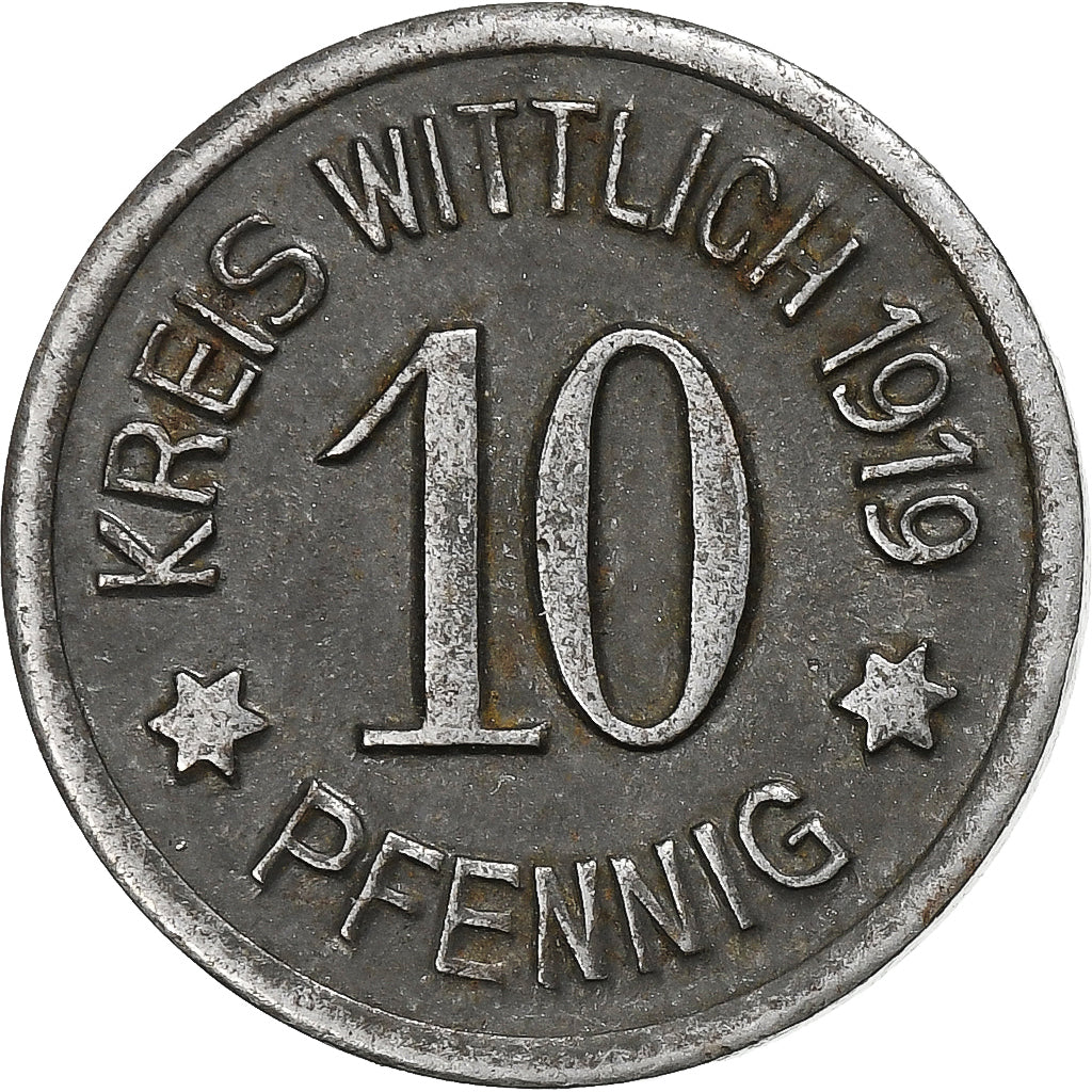 Alemanha, Stadt Wittlich, 10 Pfennig, 1919, AU(50-53), Ferro