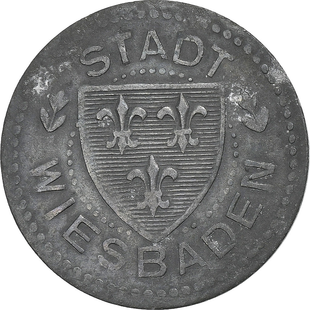 Germany, Stadt Wiesbaden, 10 Pfennig, undated (1920), VF(30-35), Zinc