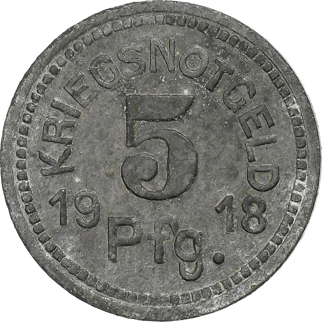 Duitsland, Stadt Tauberbischofsheim, 5 Pfennig, 1918, ZF, Zinc
