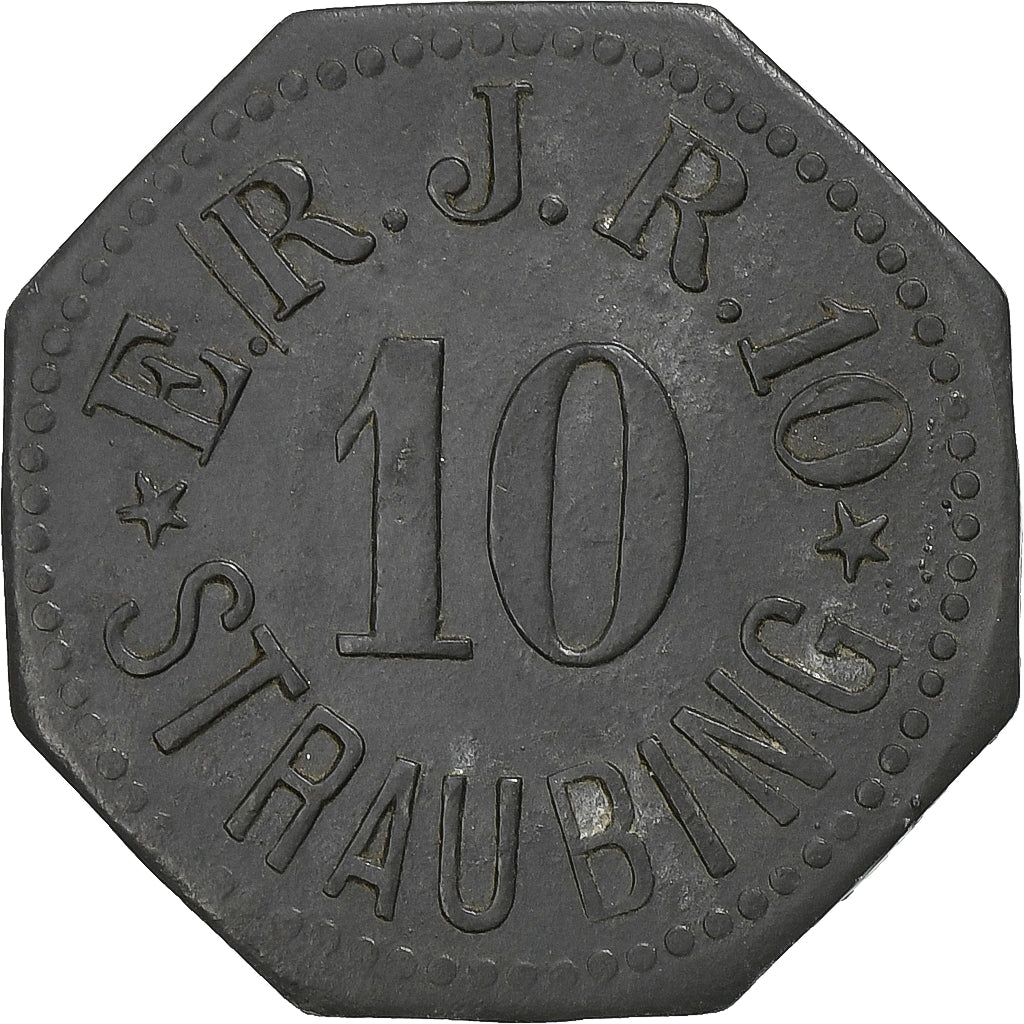 Alemanha, Stadt Straubing, 10 Pfennig, EF(40-45), Zinco