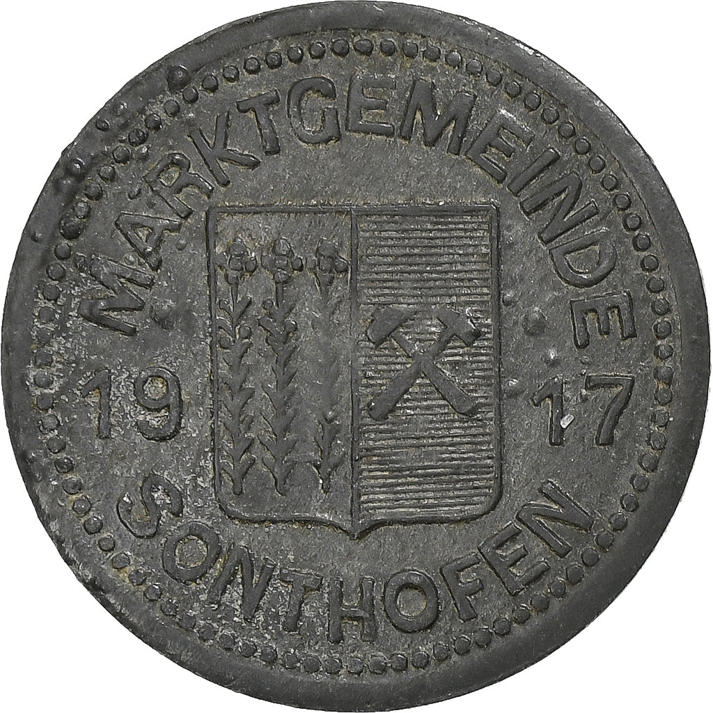 Germany, Stadt Sonthofen, 10 Pfennig, 1917, AU(50-53), Zinc