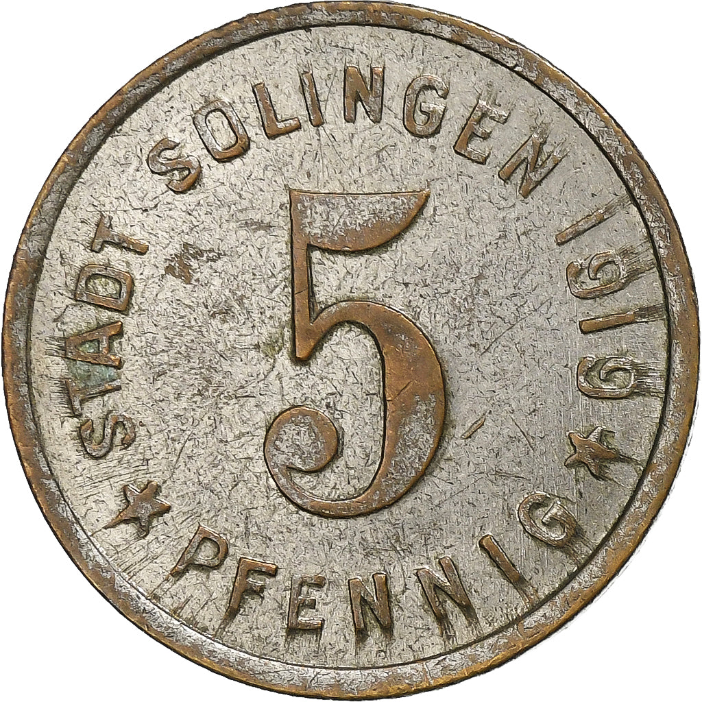 Allemagne, Stadt Solingen, 5 Pfennig, 1919, SUP, Zinc