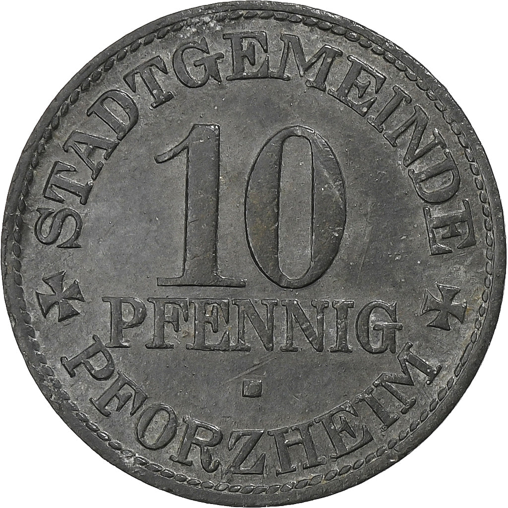 Allemagne, Stadt Pforzheim, 10 Pfennig, 1917, SUP, Zinc