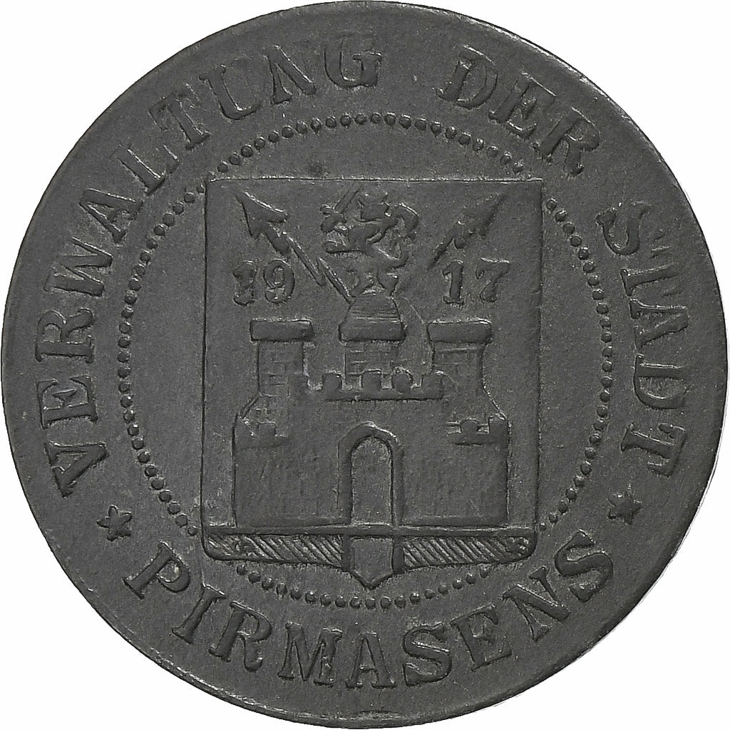 Alemanha, Stadt Pirmasens, 5 Pfennig, 1917, AU(55-58), Zinco