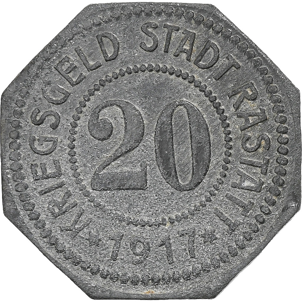 Germany, Stadt Rastatt, 20 Pfennig, 1917, EF(40-45), Zinc