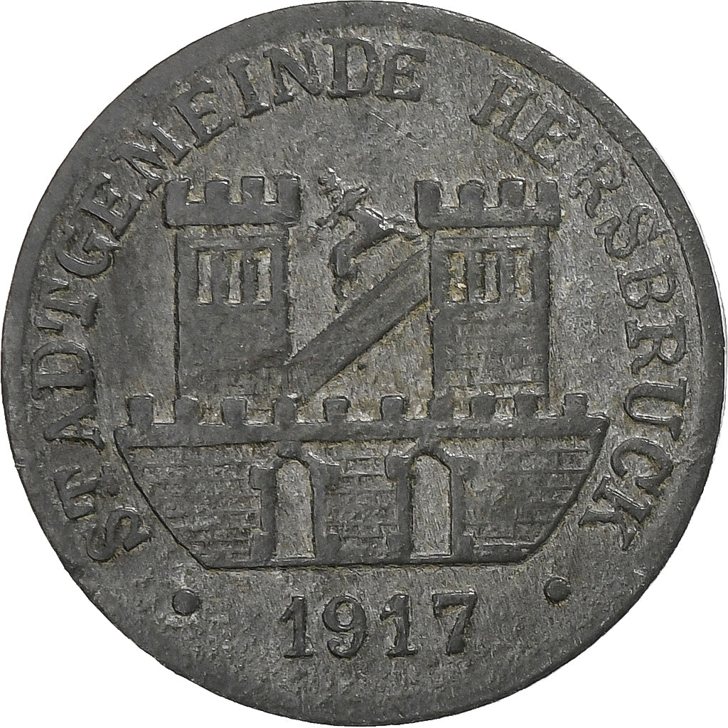 Niemcy, Stadt Hersbruck, 5 Pfennig, 1917, EF(40-45), Cynk