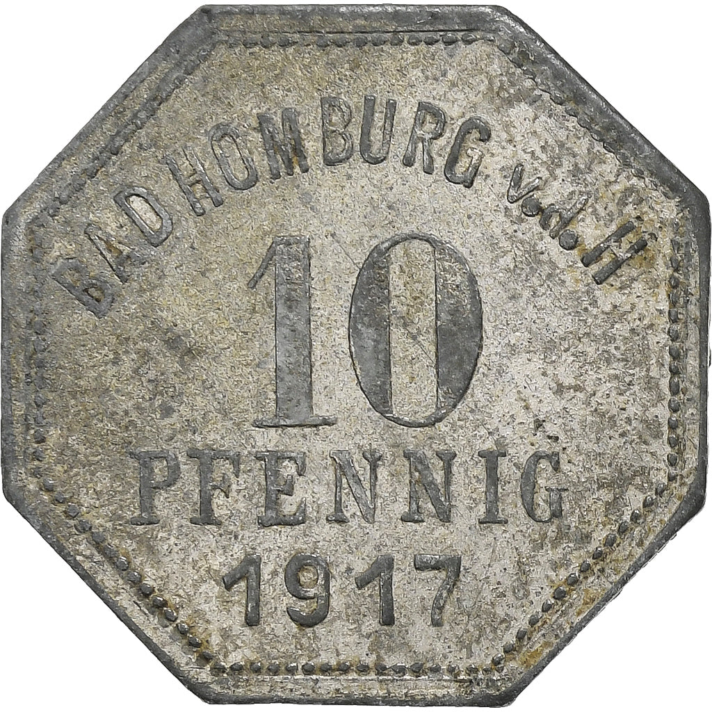 Alemania, Stadt Bad Homburg vor der Höhe, 10 Pfennig, 1917, MBC, Cinc