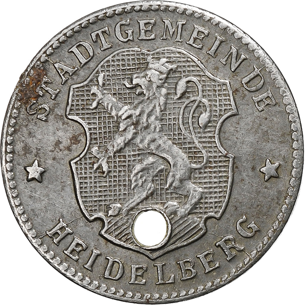 Allemagne, Stadt Heidelberg, 10 Pfennig, Undated (1918-1919), Trouée, TTB+