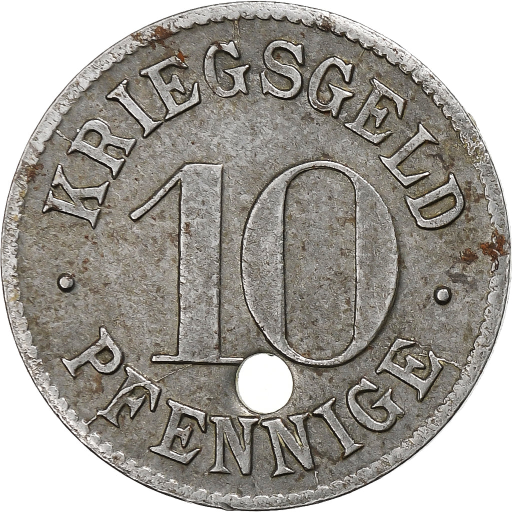 Allemagne, Stadt Heidelberg, 10 Pfennig, Undated (1918-1919), Trouée, TTB+