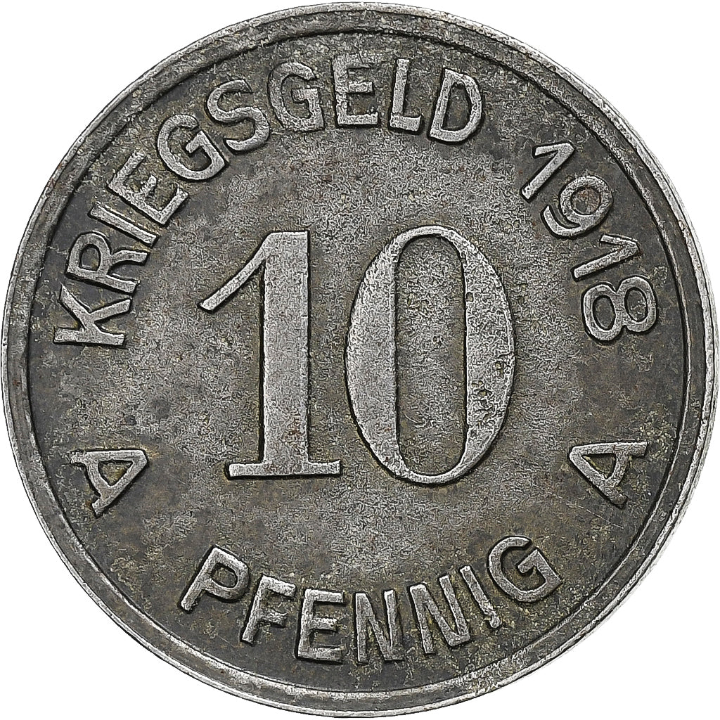 Germania, Stadt Lüdenscheid, 10 Pfennig, 1918, BB+, Ferro