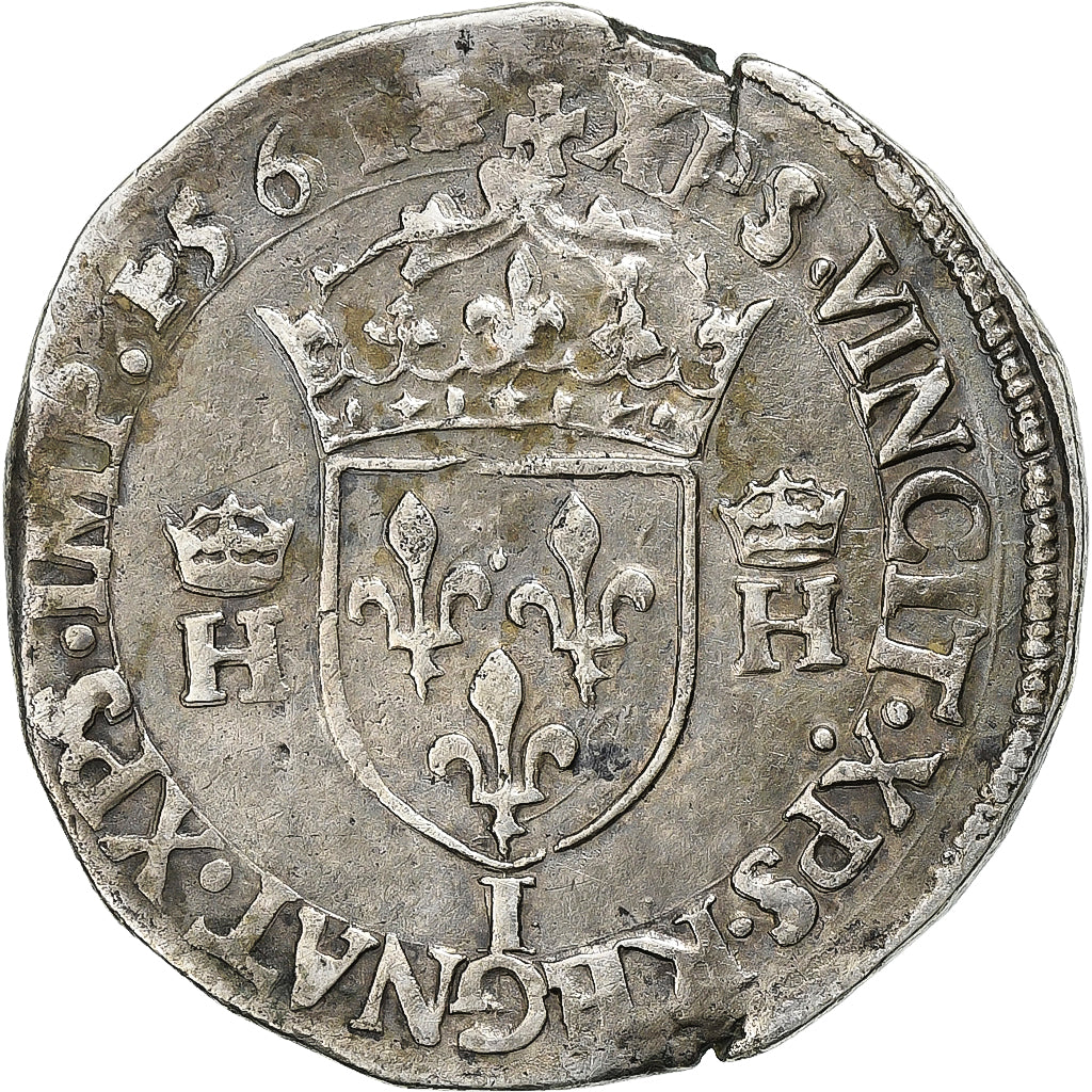 France, Charles IX au nom de Henri II, Teston, 1561, Limoges, Argent, TB