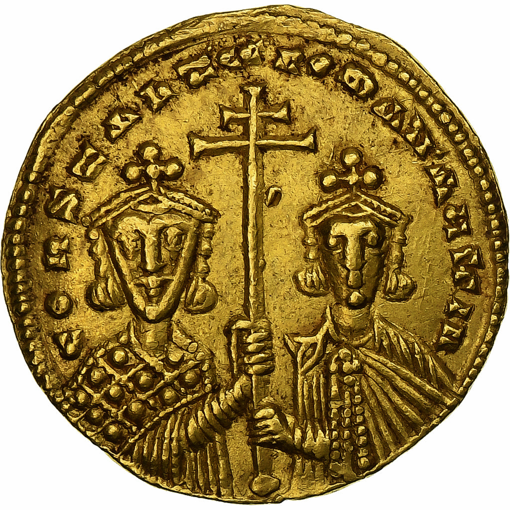 Constantine VII, with Romanus II, Solidus, 945-959, Constantinople, Gold, SS+