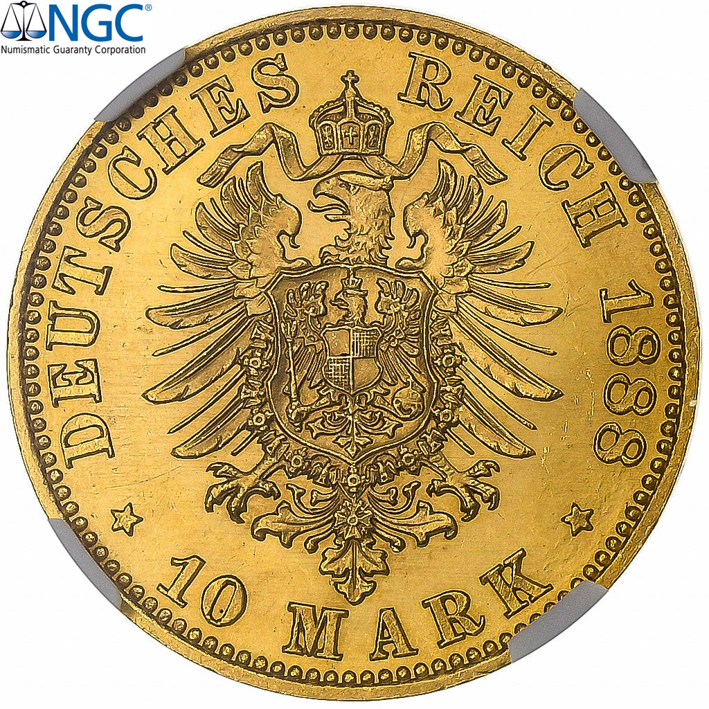 Kingdom of Prussia, Friedrich III, 10 Mark, 1888, Berlin, Gold, NGC, MS63