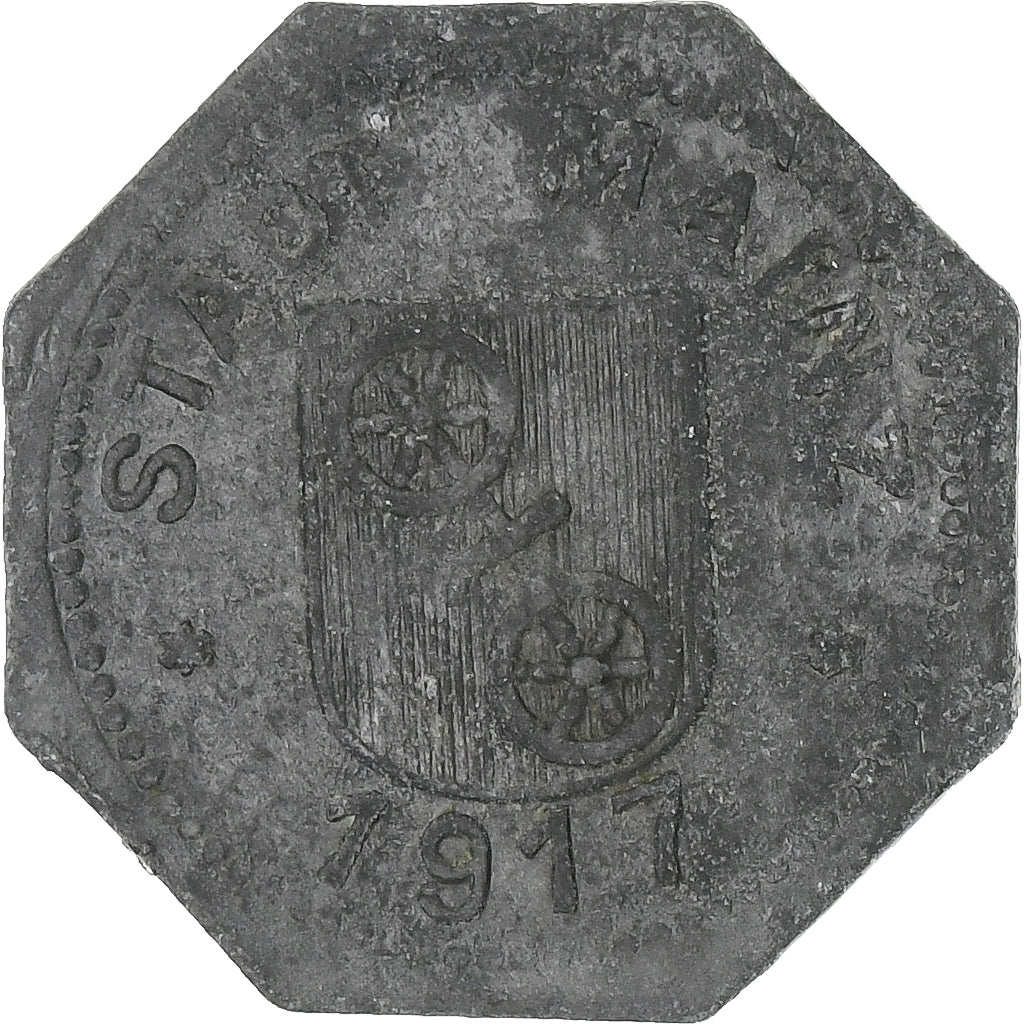 Germany, Stadt Mainz, 5 Pfennig, 1917, VF(30-35), Zinc