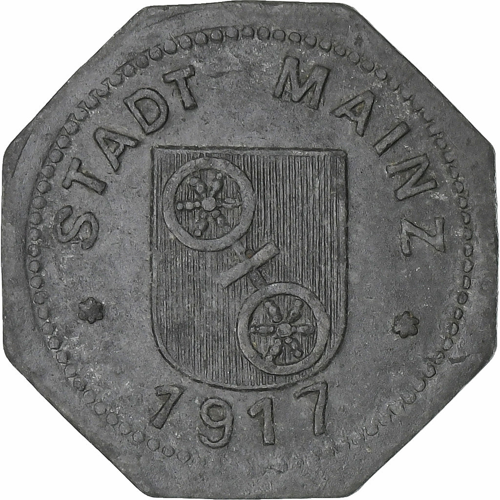 Germany, Stadt Mainz, 5 Pfennig, 1917, VF(30-35), Zinc