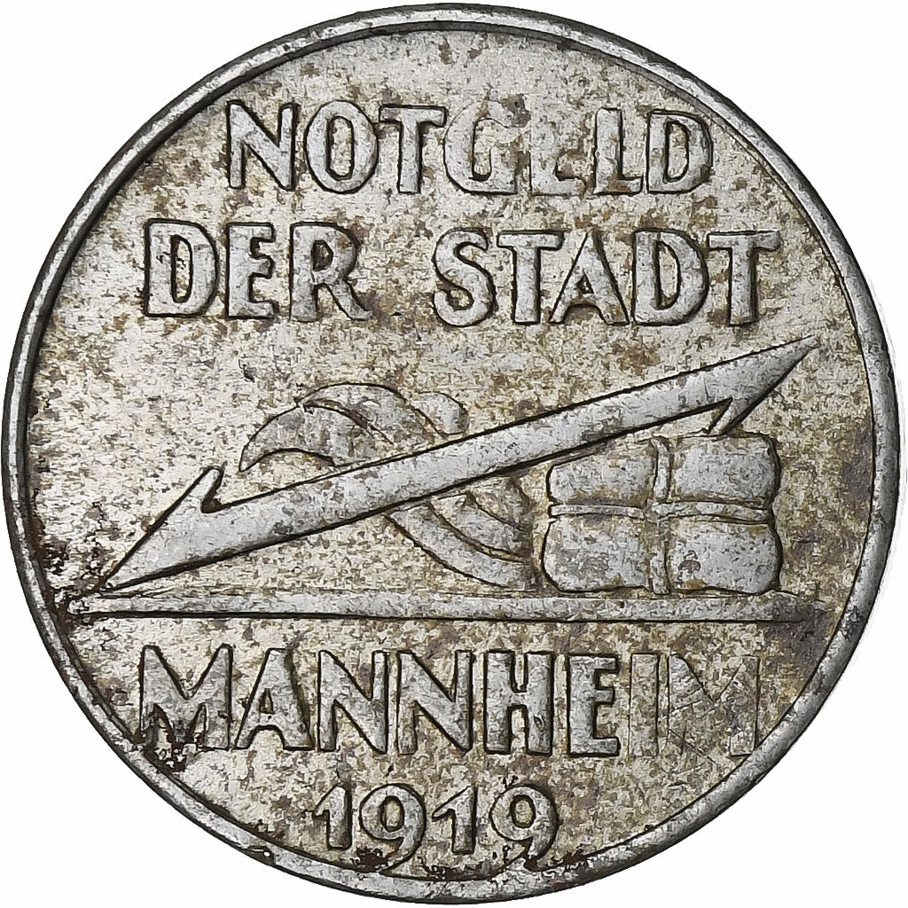 Germany, Stadt Mannheim, 5 Pfennig, 1919, EF(40-45), Iron