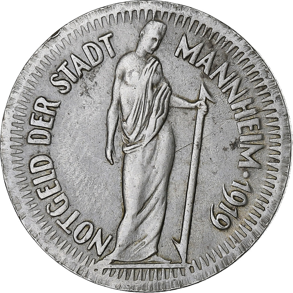 Germany, Stadt Mannheim, 25 Pfennig, 1919, AU(50-53), Iron