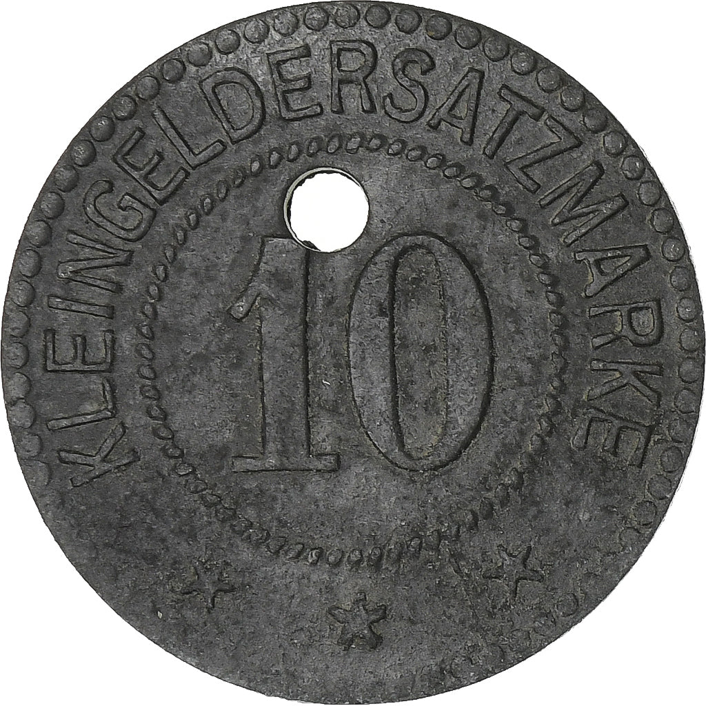 Germany, Stadt Mosbach, 10 Pfennig, 1918, Holed, EF(40-45), Zinc