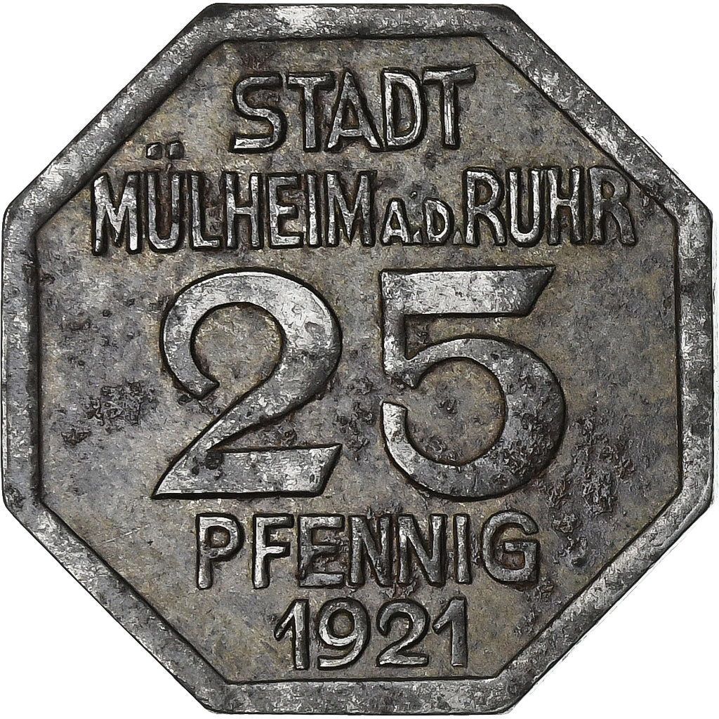 Germany, Stadt Mülheim an der Ruhr, 25 Pfennig, 1921, AU(50-53), Iron