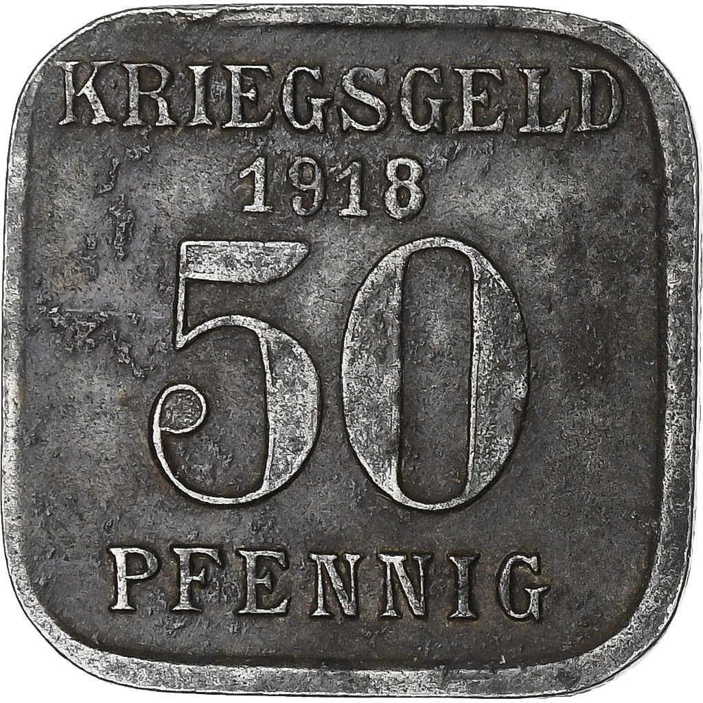 Alemanha, Stadt Mülheim an der Ruhr, 50 Pfennig, 1918, AU(50-53), Ferro