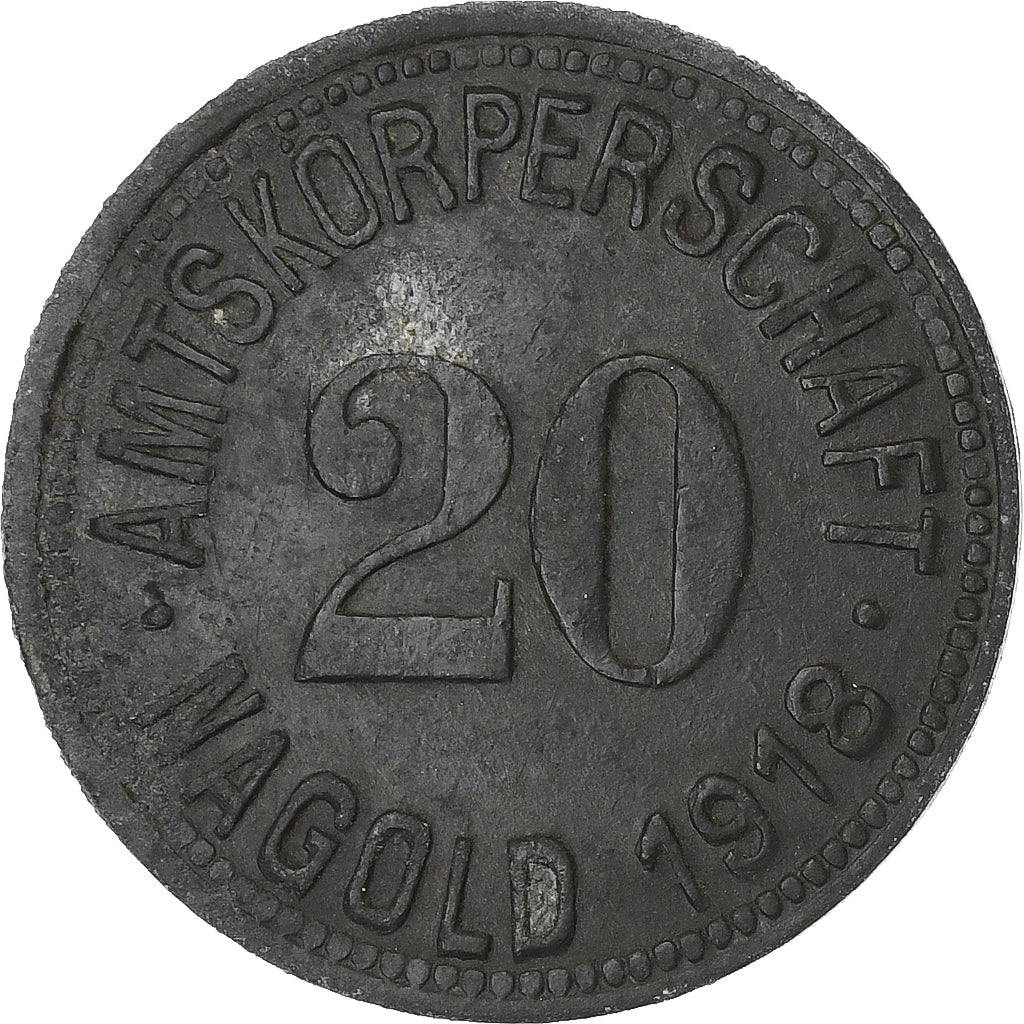 Germany, Stadt Nagold, 20 Pfennig, 1918, VF(30-35), Zinc