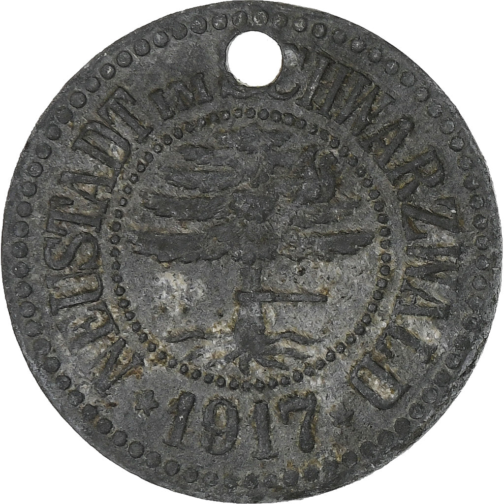 Germania, Stadt Neustadt im Schwarzwald, 10 Pfennig, 1917, Holed, MB+, Zinco