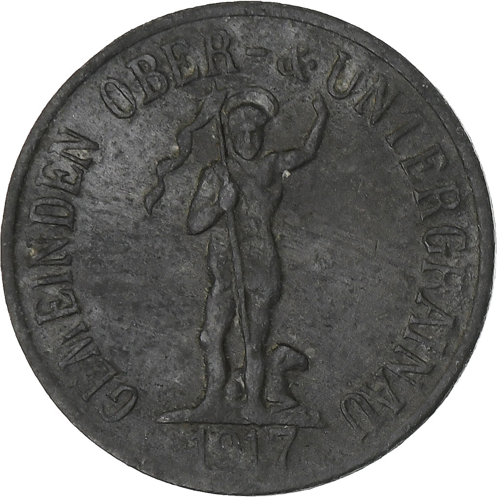 Allemagne, Städten Obergrainau u. Untergrainau, 5 Pfennig, 1917, TTB, Zinc