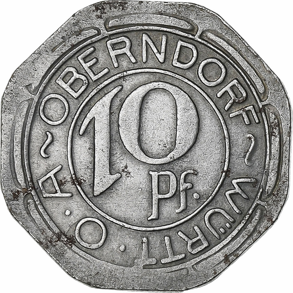 Niemcy, Stadt Oberndorf, 10 Pfennig, 1918, AU(50-53), Żelazo