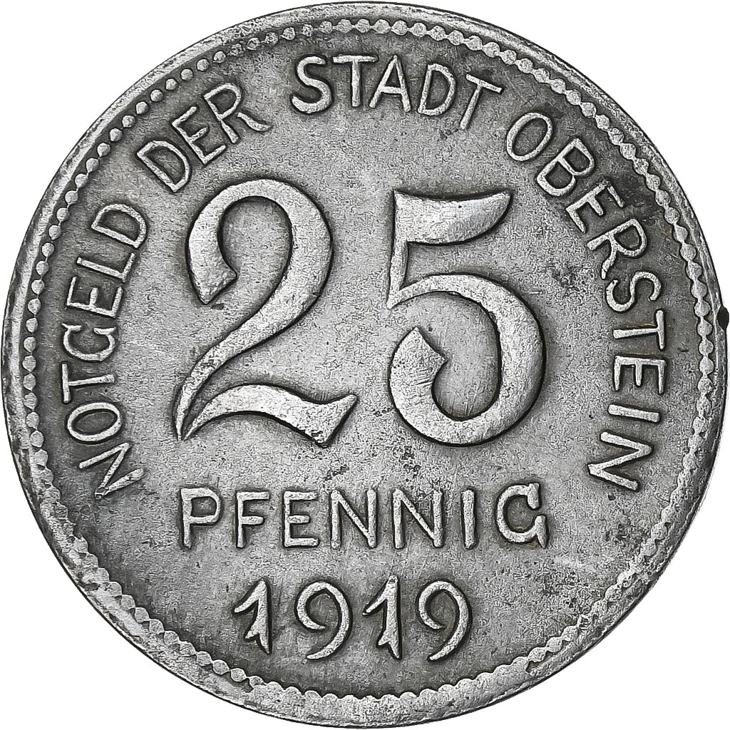 Germany, Stadt Oberstein, 25 Pfennig, 1919, AU(50-53), Iron