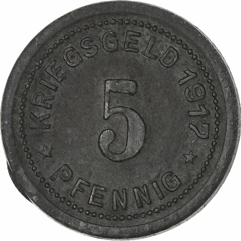 Germany, Stadt Ohligs, 5 Pfennig, 1917, VF(30-35), Zinc