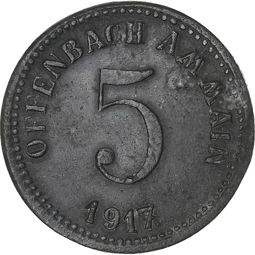 Germania, Stadt Offenbach am Main, 5 Pfennig, 1917, MB+, Zinco